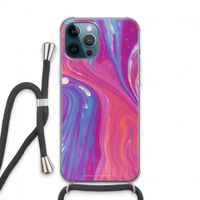 Paarse stroom: iPhone 13 Pro Max Transparant Hoesje met koord