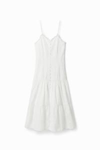 Midi-jurk met broderie anglaise - WHITE - XL