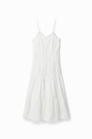 Midi-jurk met broderie anglaise - WHITE - S