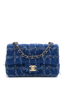 CHANEL Pre-Owned mini sac porté épaule Tweed Classic Flap - Bleu