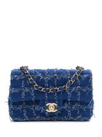 CHANEL Pre-Owned mini sac porté épaule Tweed Classic Flap - Bleu