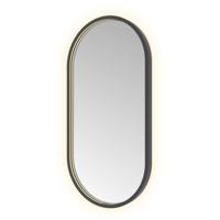 Hotbath &More Mirrors Oval LED Badkamerspiegel - Ovaal - 80 x 40 cm - Geborsteld Zwart Pvd