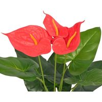 The Living Store Kunst Anthurium - Decoratieve kunstplant 45 cm - Realistische details - Hoogwaardig materiaal