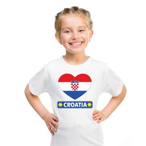 Kroatie hart vlag t-shirt wit jongens en meisjes