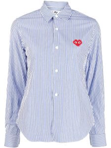 Comme Des Garçons t-shirt rayé à patch logo - Bleu