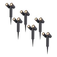 HOFTRONIC™ 6x Pinero double dimbare LED prikspot - 2700K warm wit - GU10 - 5 Watt - Kantelbaar - Tuinspot - Voor buiten en binnen - Zwart - 3 jaar garantie HOFTRONIC™ 6x Pinero double dimbare LED prikspot - 2700K warm wit - GU10 - 5 Watt - Kantelbaar - Tuinspot - Voor buiten en binnen - Zwart - 3 jaar garantie