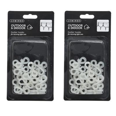 Lumineo dakgoot haakjes - 48x - 1,8 cm - kunststof - bevestiging kerstverlichting - lichtsnoeren