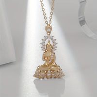 Goudkleurige Thaise Boeddha Ketting met Zirkoon Diamanten - Sieraden - Spiritueelboek.nl