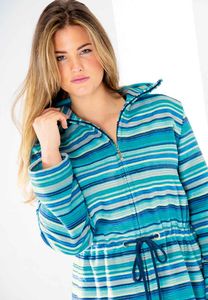 Turquoise damesbadjas met rits - Cawö-38