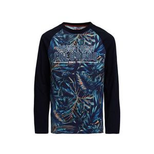 WE Fashion longsleeve met all over print donkerblauw/groen