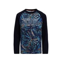WE Fashion longsleeve met all over print donkerblauw/groen - thumbnail