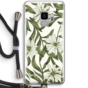 Wit bloemenpatroon: Samsung Galaxy S9 Transparant Hoesje met koord