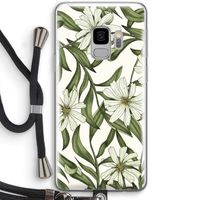 Wit bloemenpatroon: Samsung Galaxy S9 Transparant Hoesje met koord
