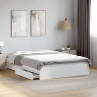 Bedframe met lades bewerkt hout wit 140x190 cm