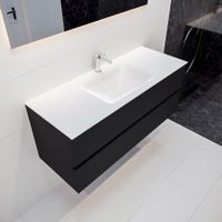 Mondiaz Vica Cloud badmeubel Urban 120 cm 2 lades solid surface enkele spoelbak midden 1 kraangat