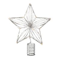 Kerstboom ster piek/topper met LED verlichting warm wit 25 cm met 12 lampjes   - - thumbnail
