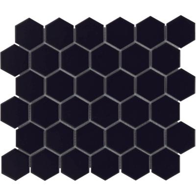 The Mosaic Factory Barcelona Mozaiek Tegel Hexagon - Zwart Porselein Geglazuurd 281x325 mm