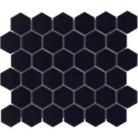 The Mosaic Factory Barcelona Mozaiek Tegel Hexagon - Zwart Porselein Geglazuurd 281x325 mm
