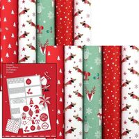 SANTAS HELPER - assortiment cadeaupapier inpakpapier voor kerst- 2 meter x 70 cm - 10 rollen - inclusief labels - thumbnail