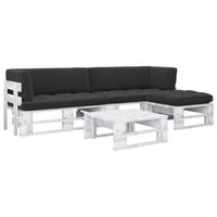 vidaXL 4-delige Loungeset pallet met kussens wit geïmpregneerd hout - thumbnail