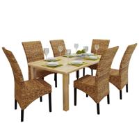 Eetkamerstoelen 6 st abaca en massief mangohout