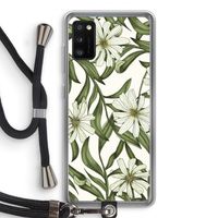 Wit bloemenpatroon: Samsung Galaxy A41 Transparant Hoesje met koord