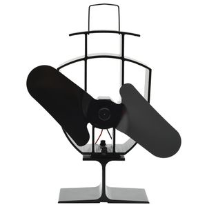 VidaXL Kachelventilator met 2 vinnen zwart