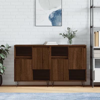 Dressoirs 2 st bewerkt hout bruin eikenkleur