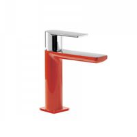 Wastafelmengkraan Tres Loft Colors 1-hendel Uitloop Recht 11.3 cm Rond Rood Chroom - thumbnail