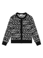 Dolce & Gabbana Kids jacquard-monogram virgin wool cardigan - Noir