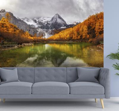 Meer en rotsen landschap fotobehang