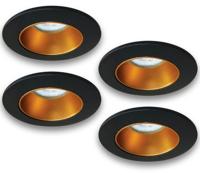 Set van 4 Zwart met goudkleur Inbouw Ledspot Aruba, 5 Watt Set van 4 Zwart met goudkleur Inbouw Ledspot Aruba, 5 Watt