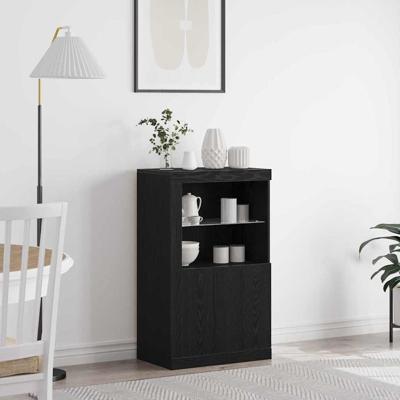 Bijzetkast Zwart eiken 60.5 x 37 x 100 cm Bewerkt hout