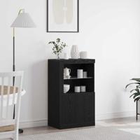 Bijzetkast Zwart eiken 60.5 x 37 x 100 cm Bewerkt hout
