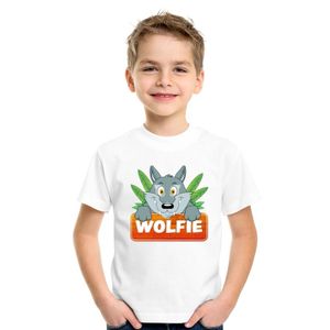 T-shirt wit voor kinderen met Wolfie de wolf