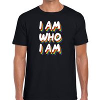 I am who i am gay pride t-shirt zwart voor heren - thumbnail