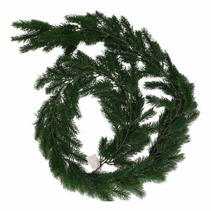 1x Donkergroene kerst guirlande 180 cm