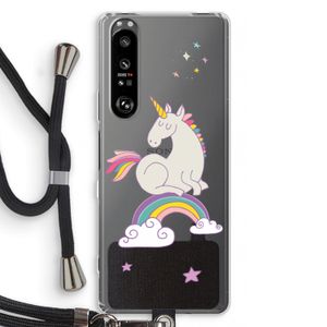 Regenboog eenhoorn: Sony Xperia 1 III Transparant Hoesje met koord