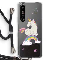 Regenboog eenhoorn: Sony Xperia 1 III Transparant Hoesje met koord