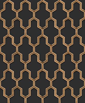 Dutch Wallcoverings Wall Fabric/Bs1 Geometric Black - Zwart