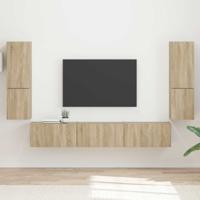 Tv-meubelset Wandgemonteerd 4 pcs Sonoma Eiken Bewerkt hout