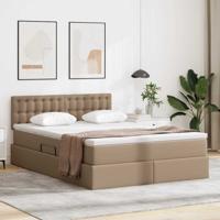 Bed met LED -striplichten Cappuccino 140 x 190 cm PVC