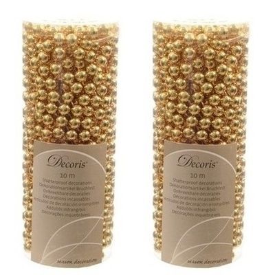 2x Kerst kralenslinger goud 10 mtr