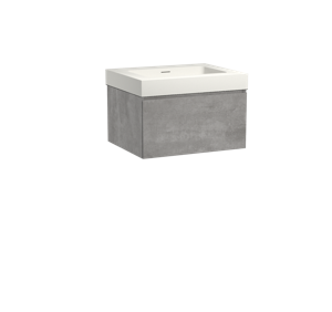 Storke Edge zwevend badmeubel 65 x 52 cm beton donkergrijs met Mata High enkele wastafel in mat witte solid surface