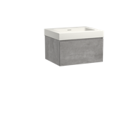 Storke Edge zwevend badmeubel 65 x 52 cm beton donkergrijs met Mata High enkele wastafel in mat witte solid surface