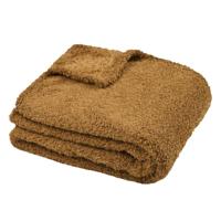 Stof Textiles Plaid/bankdeken Montreal - camel - 130 x 160 cm - polyester - 1 persoons