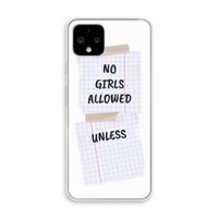 No Girls Allowed Unless: Pixel 4 Transparant Hoesje