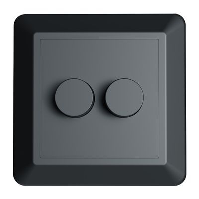HOFTRONIC™ Dubbele dimmerknop incl. centraalplaat en raamwerk - Zwart - Geschikt voor art. 4406561