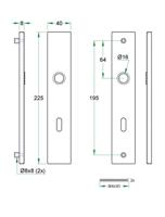 Schildpaar rechthoek LS rvs mat blind