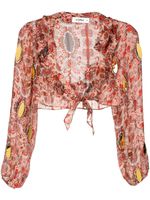 Amir Slama blouse crop à fleurs - Multicolore - thumbnail